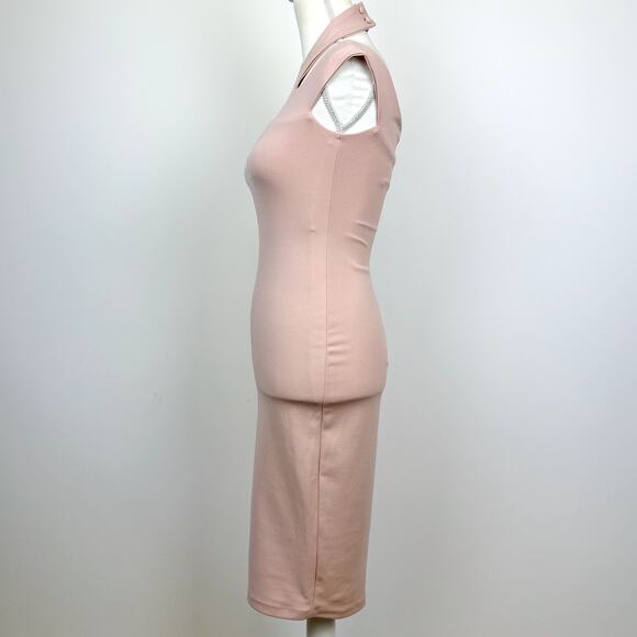 Nookie Hollywood Midi Dress Blush Pink Bodycon Stretch Knit Cocktail Small NWT - Picture 7 of 13